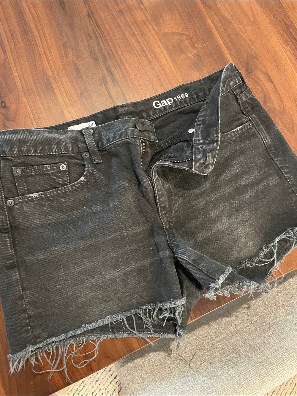 GAP Black Frayed Denim Cutoff Shorts